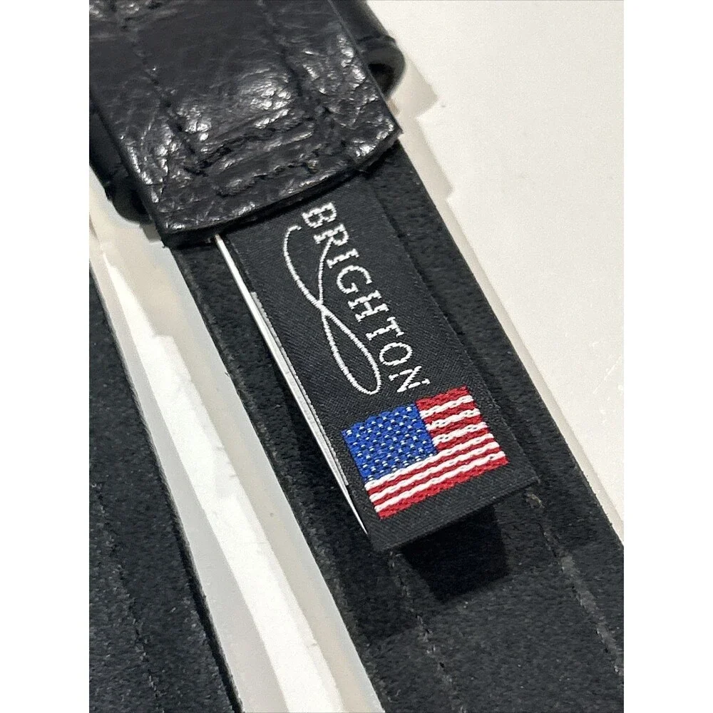 Brighton Men's Black Classic Belt 42 Urbino Brass Buckle Made in USA
